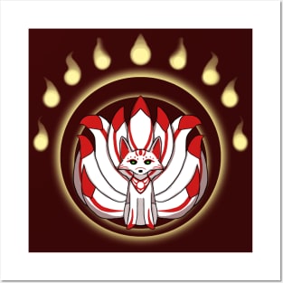 Kitsune White Traditional Posters and Art